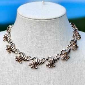 Vintage signed Paris designer gold tone choker necklace with a Turkish f…
